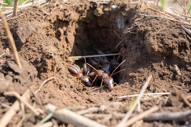 Des fourmis dans une fourmilière