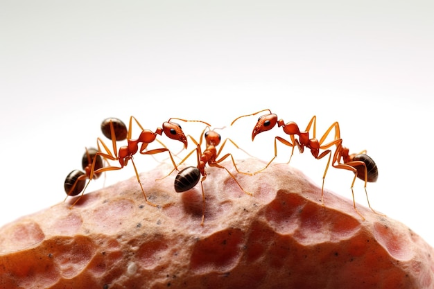 Fourmis isolées sur blanc