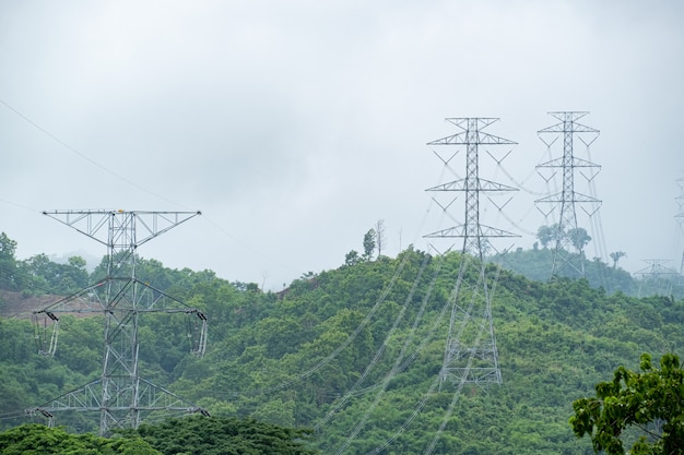 Fourniture d'énergie électrique pour la transmission électrique par câbles poteaux et lignes à haute tension à l'industrie des forêts de montagne