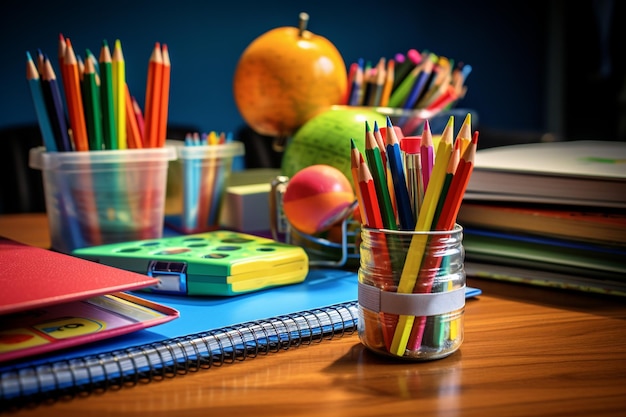 Des fournitures scolaires colorées alimentant le parcours académique de Student039s