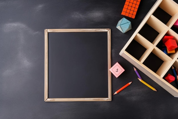 Fournitures scolaires à fond avec espace de copie