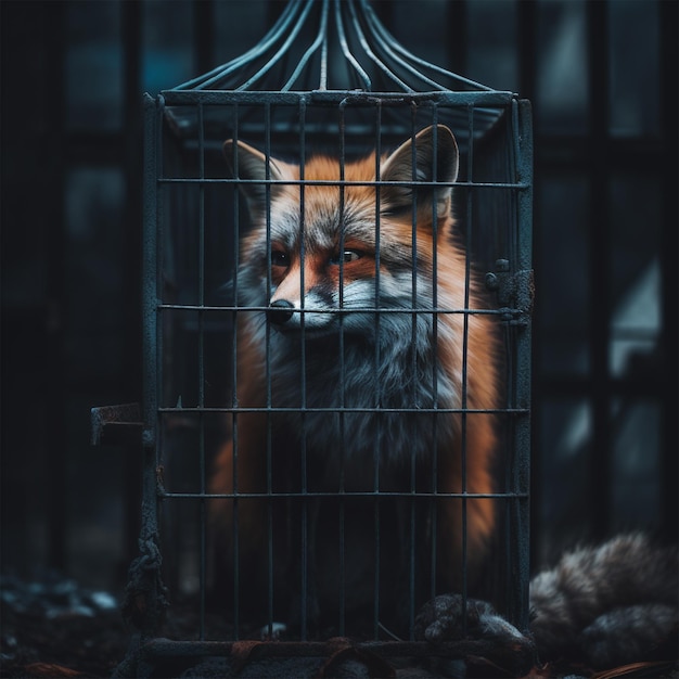 Fox ai image effet 3D dans la cage