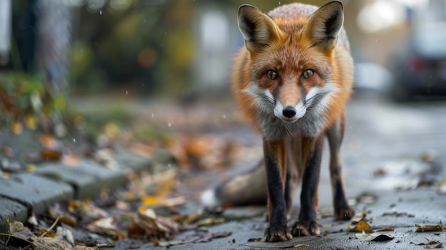 Photo fox en gros plan dans une rue urbaine