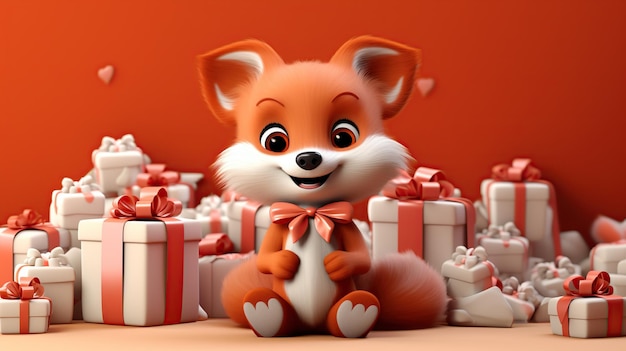 Foxy mignon avec la Saint-Valentin présente une ai générative animale