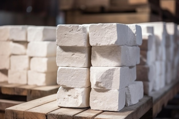 Fragment d'un bloc de marbre blanc brut marbre d'usine de dépôt de pierre de travail en Turquie focalisation sélective