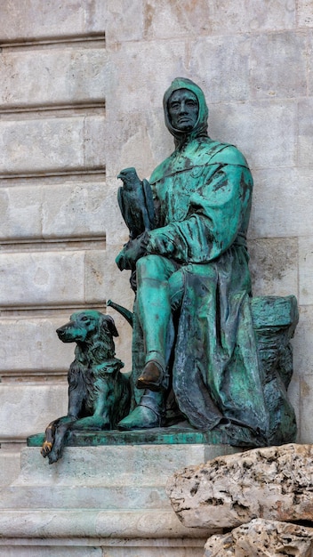 Fragment d'une fontaine en bronze appelée La chasse du roi Mathias à Budapest