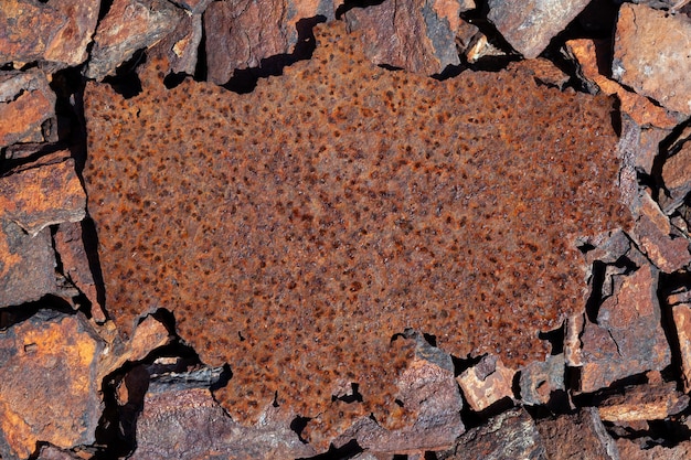 Fragment de tôle rouillée comme élément de conception pour écrire votre texte