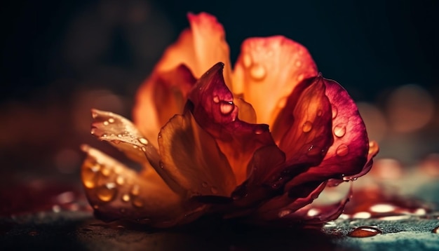 Photo fraîcheur et beauté dans la nature pétale humide généré par l'ia