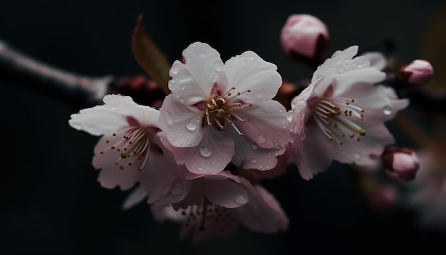 La fraîcheur du printemps une vue macro d'une fleur en fleur générée par l'intelligence artificielle