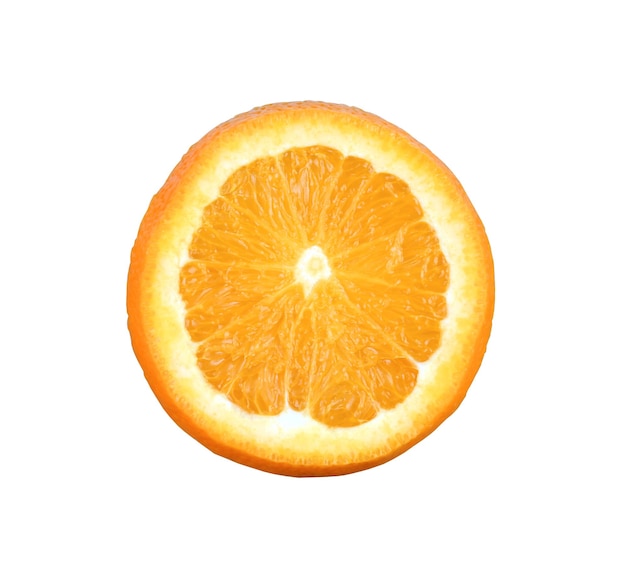 La fraîcheur de la mandarine orange pelée est section isolée sur blanc