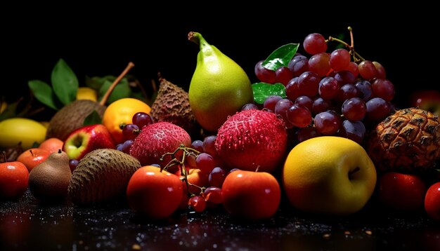 Photo la fraîcheur de la nature bounty raisin pomme orange généré par l'ia