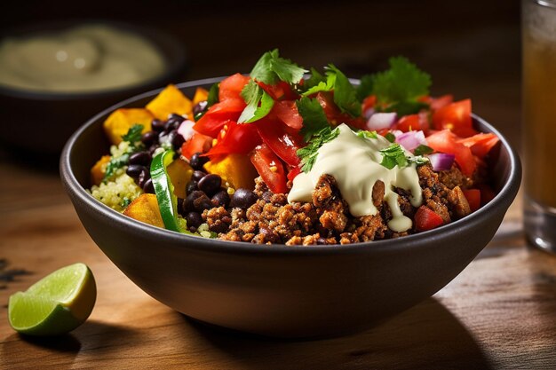 Fraîcheur et saveur dans un bol de tacos végétarien fait maison