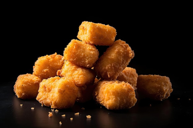 Photo frais du four chrispy nuggets sur fond noir