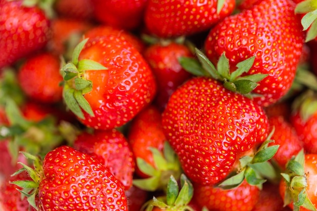 Fraise baies fraîches biologiques fond de fruits macro concept de nourriture saine vitamine