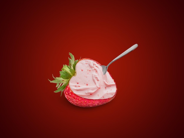 Fraise comme concept de crème glacée alimentation santé et abstraction de remise en forme