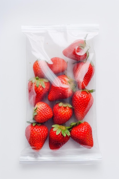 Fraise dans un sac en plastique Ai générative