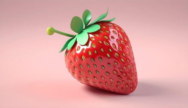 une fraise avec des feuilles vertes est faite de fraise