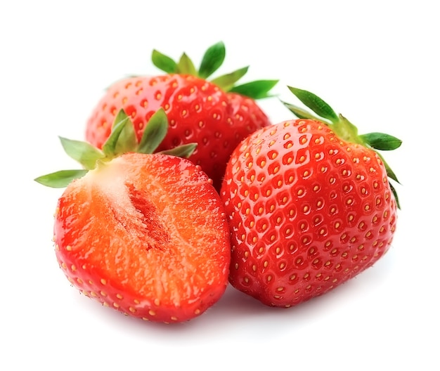 Fraise sur fond blanc