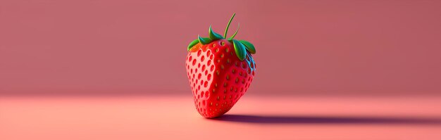 Fraise sur fond rouge panoramique AI générative