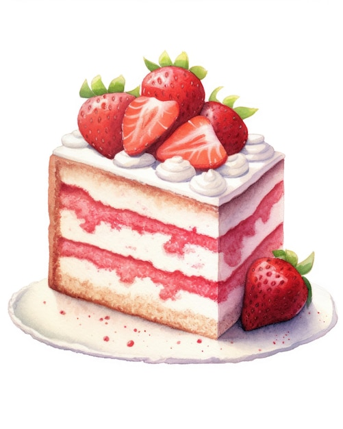 Fraise, gâteau, illustration Clipart