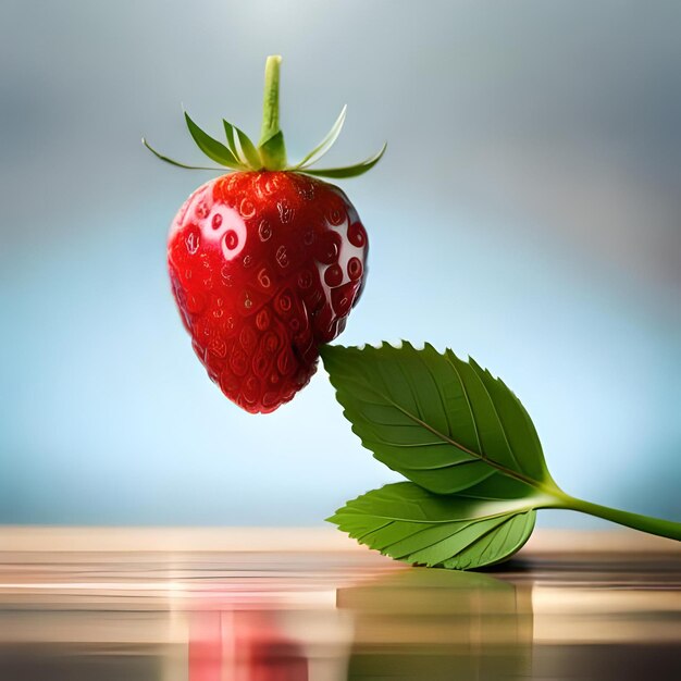 Une fraise avec le mot amour écrit dessus