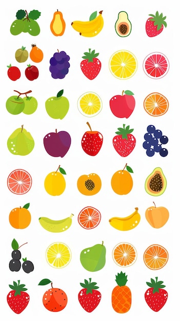 fraise orange banane cerise citron kiwi prunes pommes pastèque grenade papaye