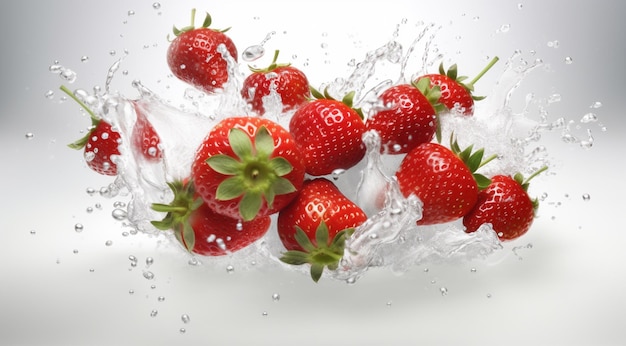 fraise tombant dans l'eau generativa IA