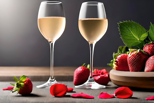 Les fraises et le champagne sont des symboles romantiques