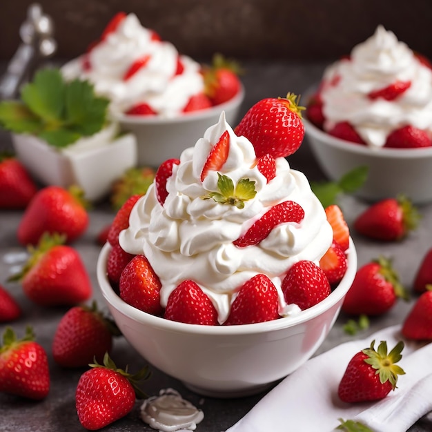 Fraises à la crème fouettée Ai Généré