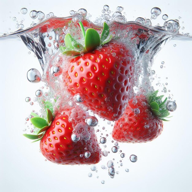 Des fraises dans l'eau.