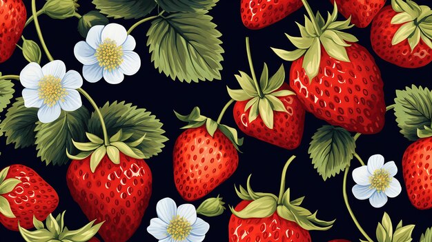 fraises et feuilles pour le fond