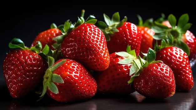 Fraises sur fond noir