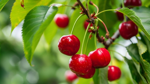 Des fraises fraîches sur les arbres