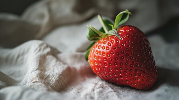 Des fraises fraîches sur un fond de tissu rustique