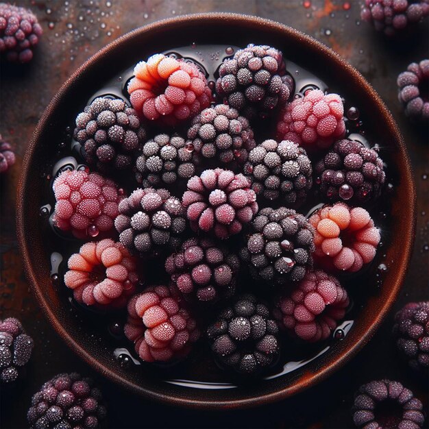 Des fraises avec des gouttes d'eau sur une nappe à carreaux