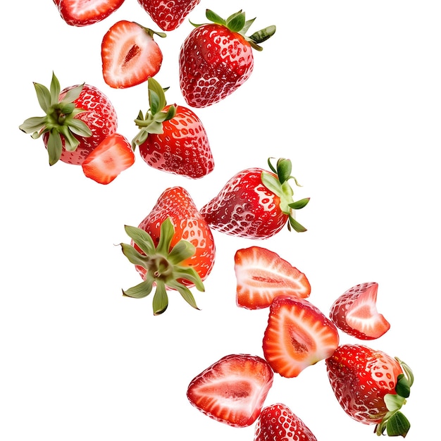 Des fraises volantes en tranches
