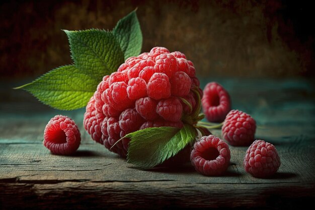 Framboise douce fraîche sur la table