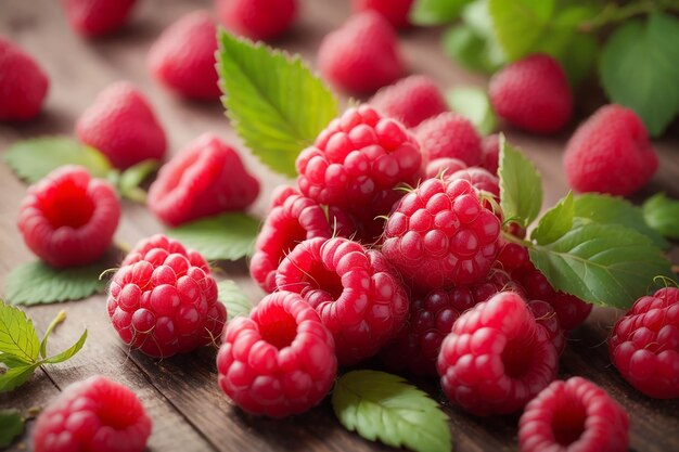 Framboise fraîche avec des feuilles