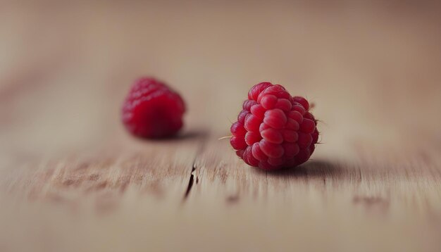 Une framboise fraîche sur une table en bois