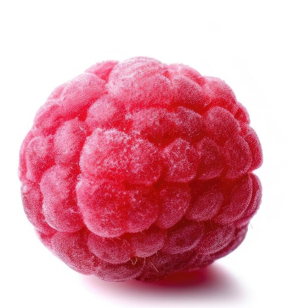 Une framboise mûre est représentée sur un fond blanc.