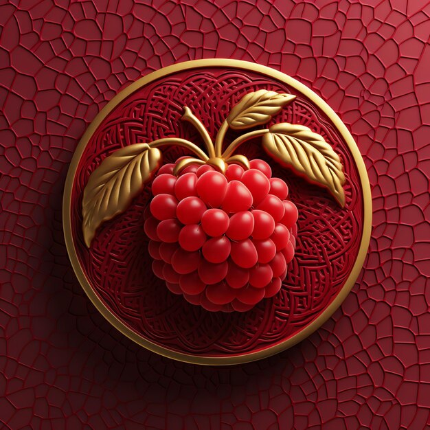 Photo un framboise rouge et doré sur un fond rouge