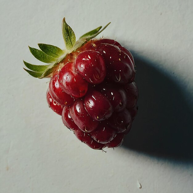 un framboise avec une tige verte et des feuilles dessus