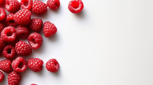 framboises sur fond blanc avec de l'espace pour le texte