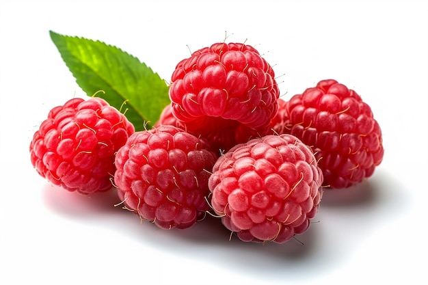 Framboises sur fond blanc