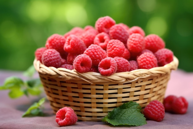 Framboises fraîches dans un panier