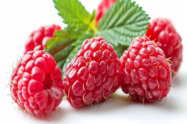 framboises isolées sur fond blanc