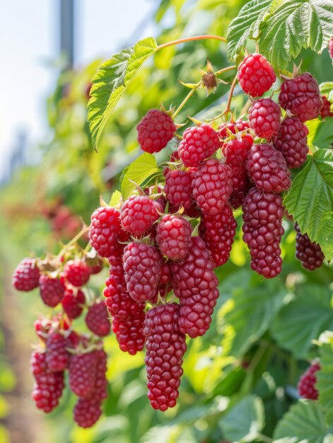 Photo les framboises sont prêtes à être cueillies