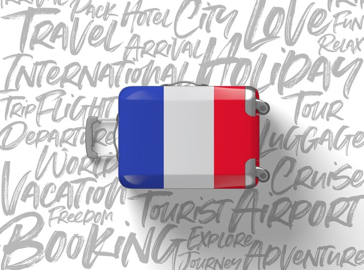 Photo france drapeau valise voyage fond d rendu