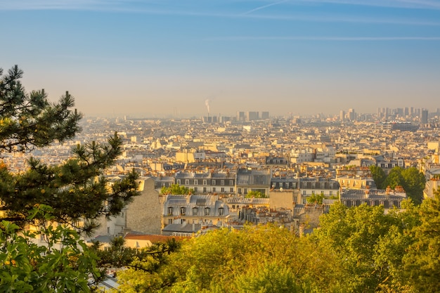 Photo france. paris. matin d'été ensoleillé sur les toits