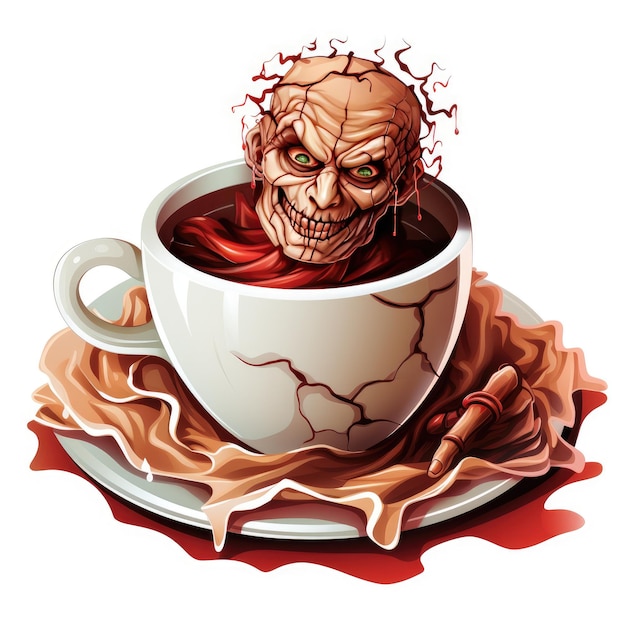 Freddy Krueger Coffee Une illustration effrayante sur le thème du film inspirée de Clip Art sur fond blanc